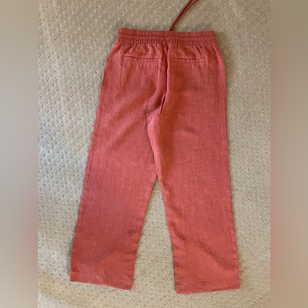 Athleta Retreat 100% Linen High Rise Wide Leg Pant,  Terracotta, Sz Small - Picture 10 of 16